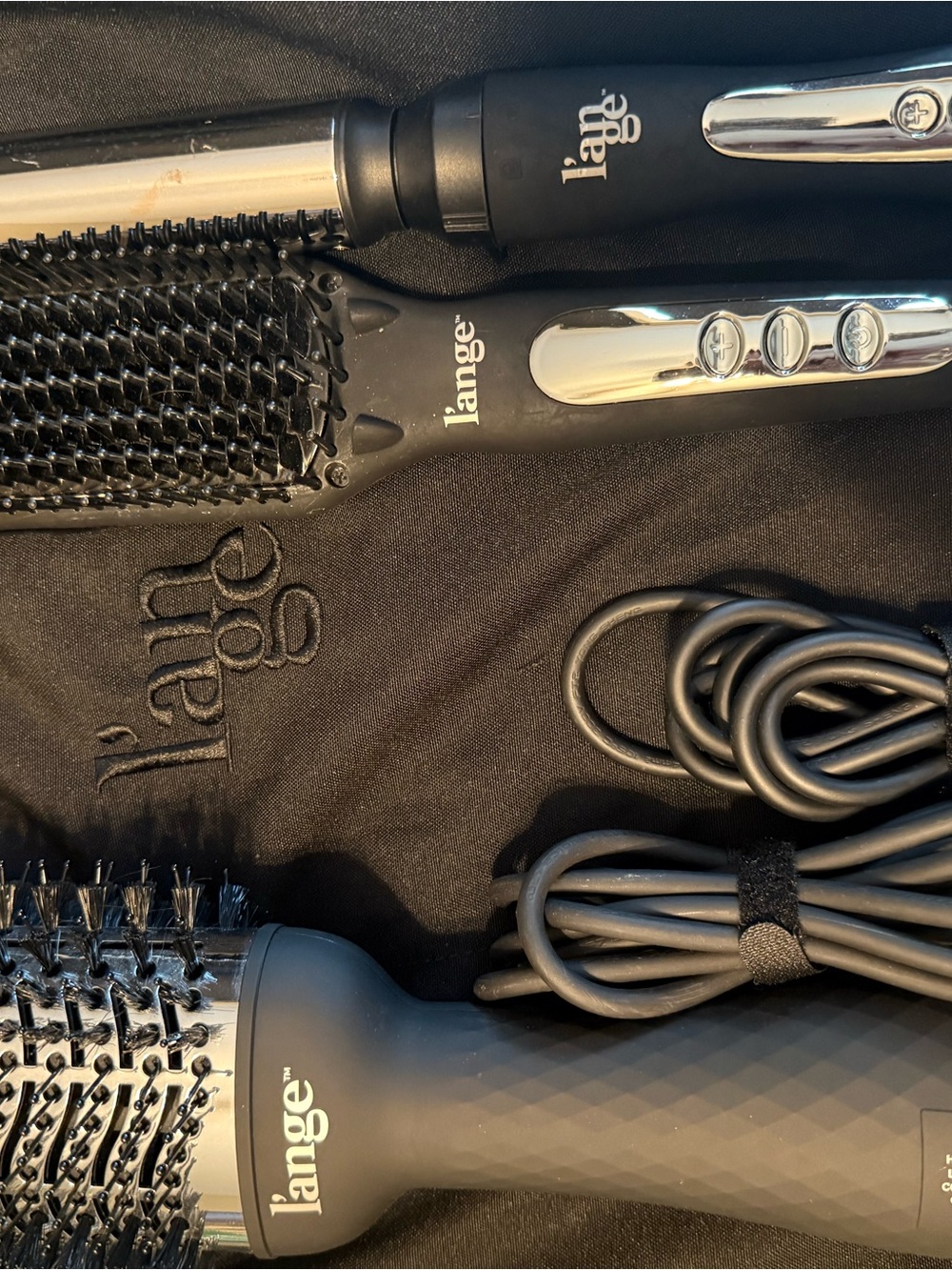 Lange Black and Silver Hair Styling Brush Set